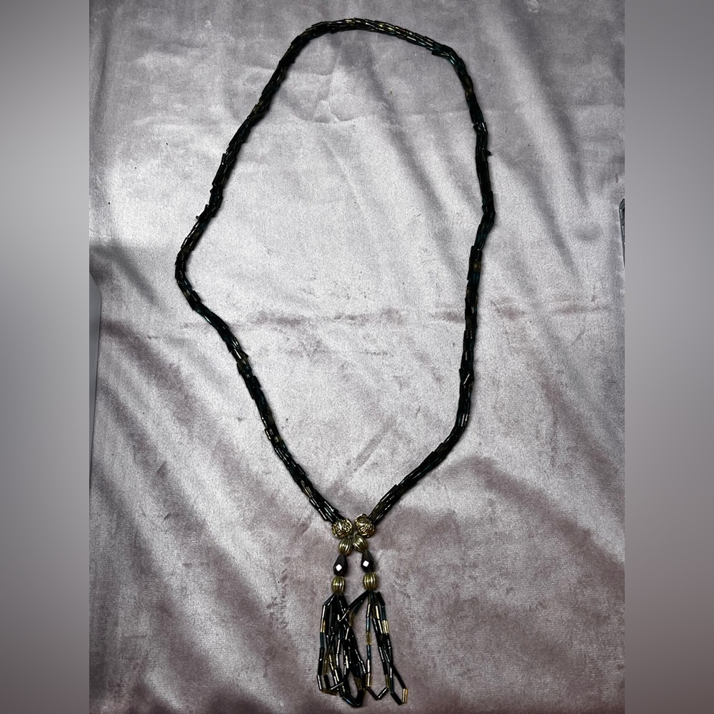 Chic Black and Gold Beaded Necklace